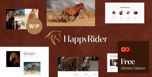 Happy Rider v2.12.0 – 马术学校和马术中心 WordPress 主题插图