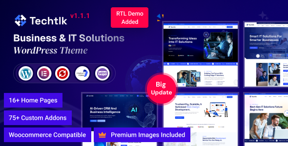 Techtlk v1.1.1 – 商业与 IT 解决方案 WordPress 主题插图
