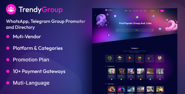 TrendyGroup v1.0.1 – Whatsapp、Telegram 群组推广器和目录插图