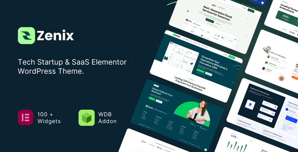 Zenix v5.0 – 科技初创企业和 SaaS Elementor WordPress 主题插图