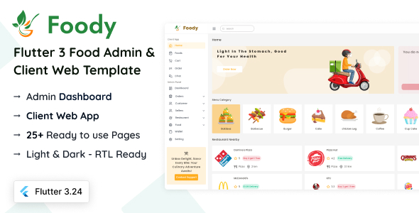 Foody v2024.09.26 – Flutter 食品管理员和客户端模板