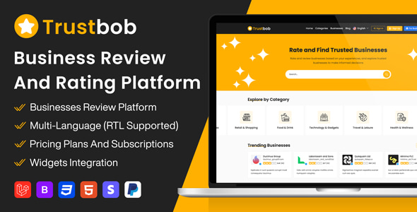 Trustbob v1.1 – 商業評論和評級平台 (SAAS)