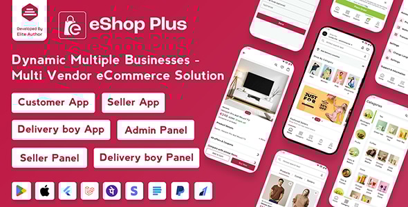 eShop Plus v1.0.6 – 多供应商电子商务，带有 Laravel 管理面板的多模块 Flutter 应用程序