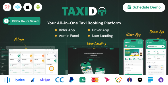Taxido v3.0.1 – InDrive | Grab | Uber Clone | Taxi Booking with Cab | Rental | Bidding | Parcel